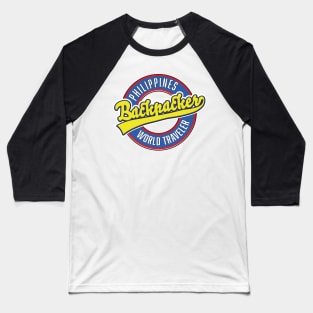 Philippines backpacker world traveler logo Baseball T-Shirt